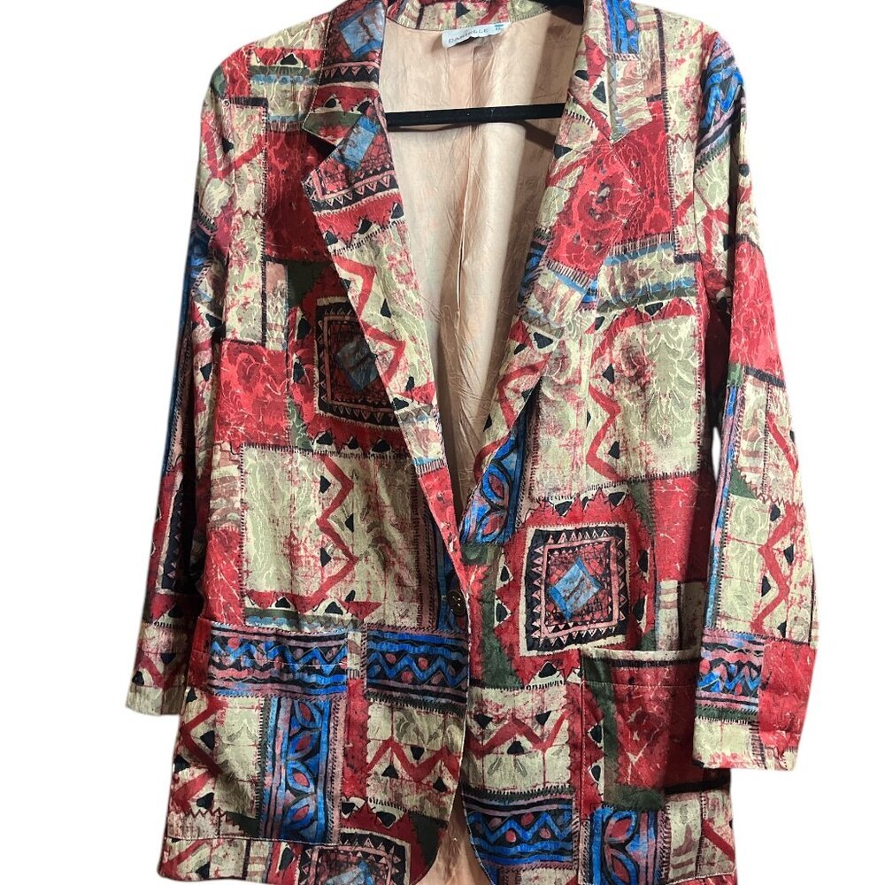 Women's Vintage Danielle B Tri-Color Blazer  One Button Closure Size MD  USED